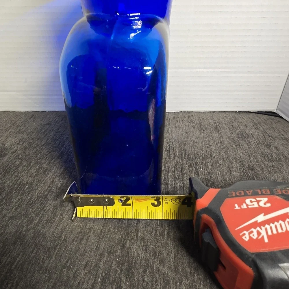 Blenko Hand Blown Cobalt Blue Water Bottle Pitcher Vase 8 Inches Collectable
